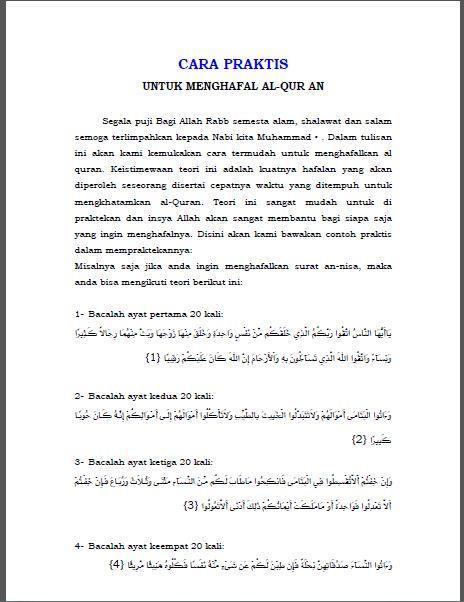 Cara Praktis Menghapal Alquran