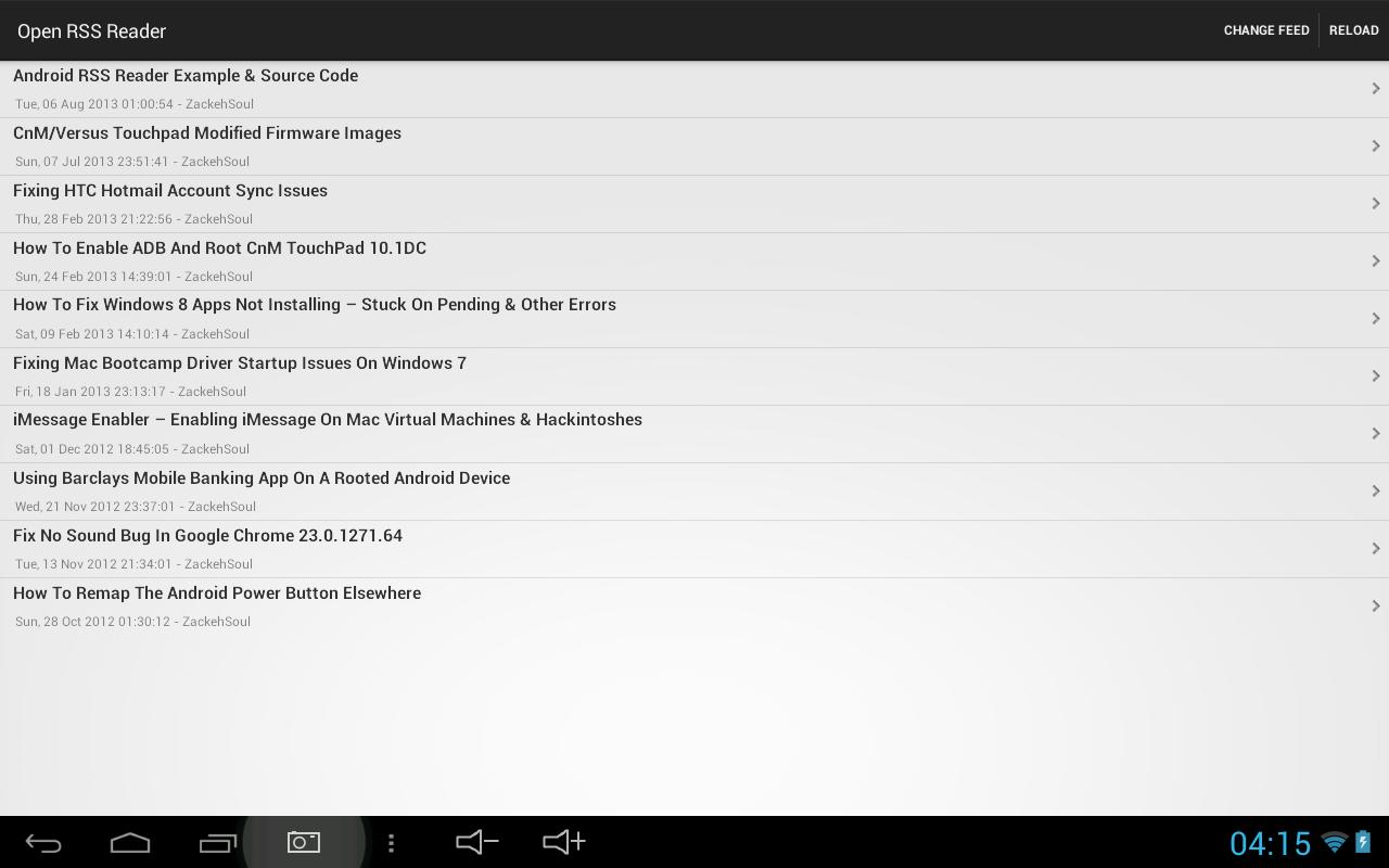 Open RSS Reader Sample