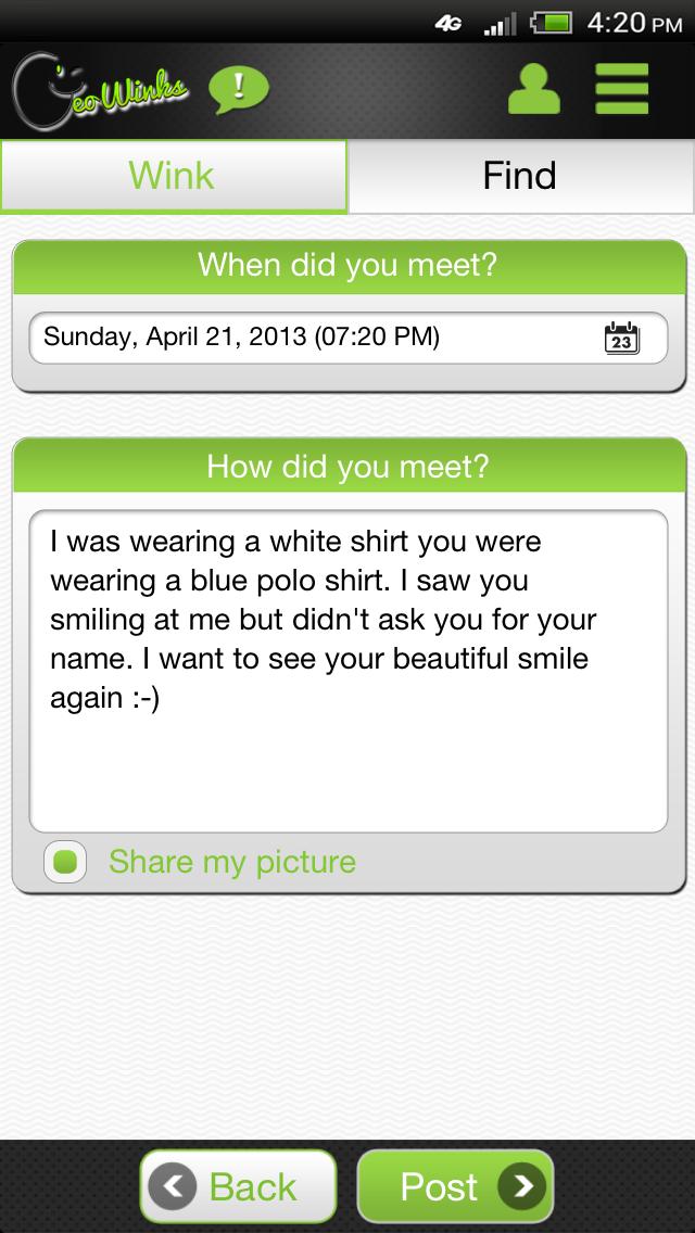 GeoWinks: Find People You Like