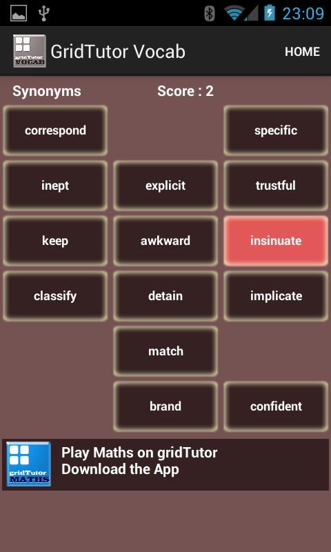 Play Vocab on gridTutor