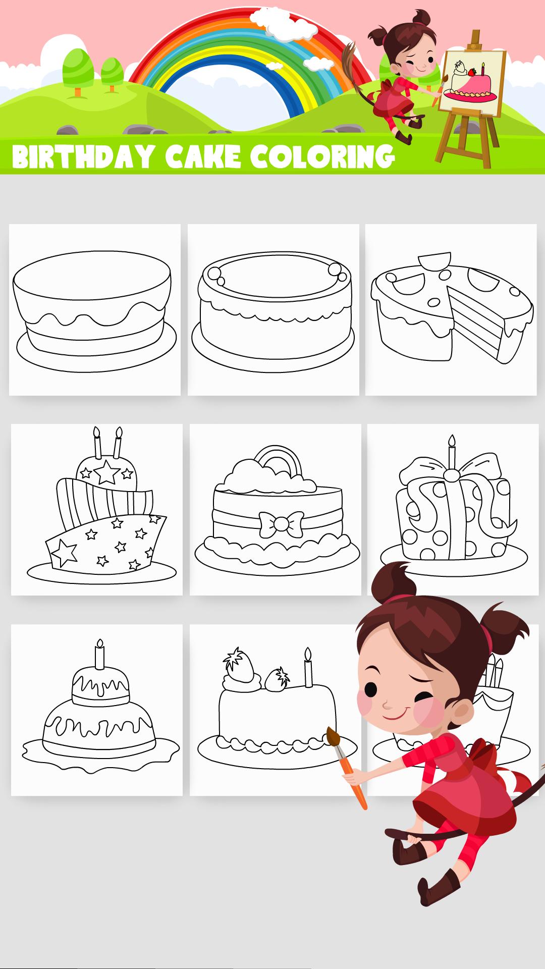 Happy Birthday Cake Coloring