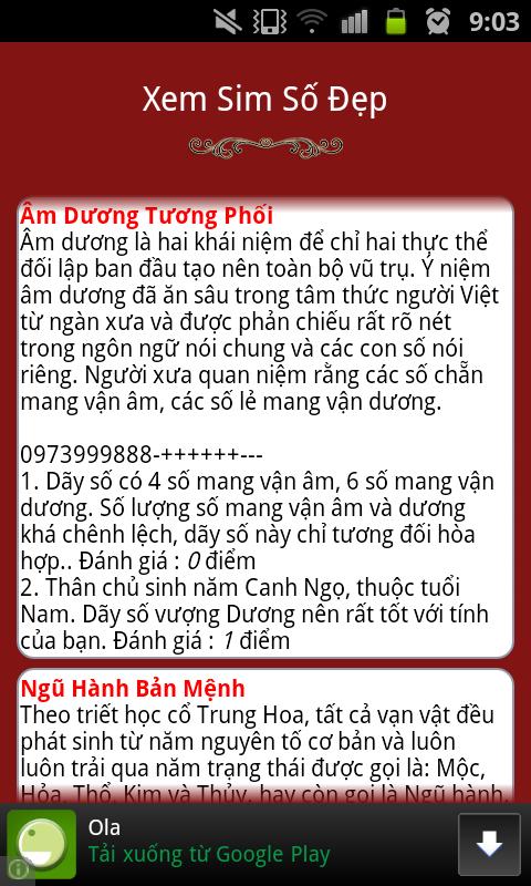 Sim so dep & So xe dep