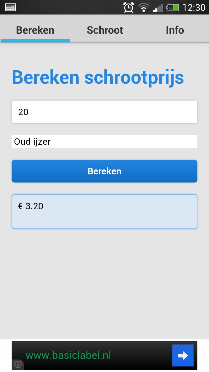 Schrootprijzen Calculator