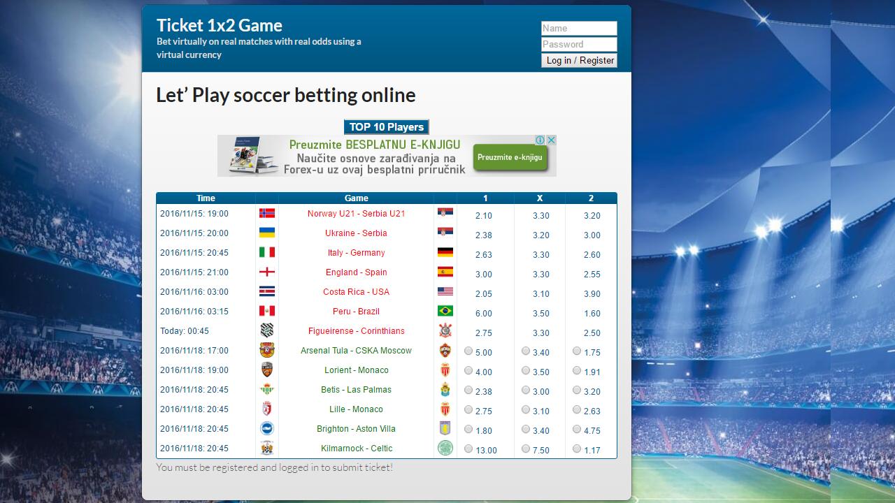 Ticket 1x2 Soccer Betting Game