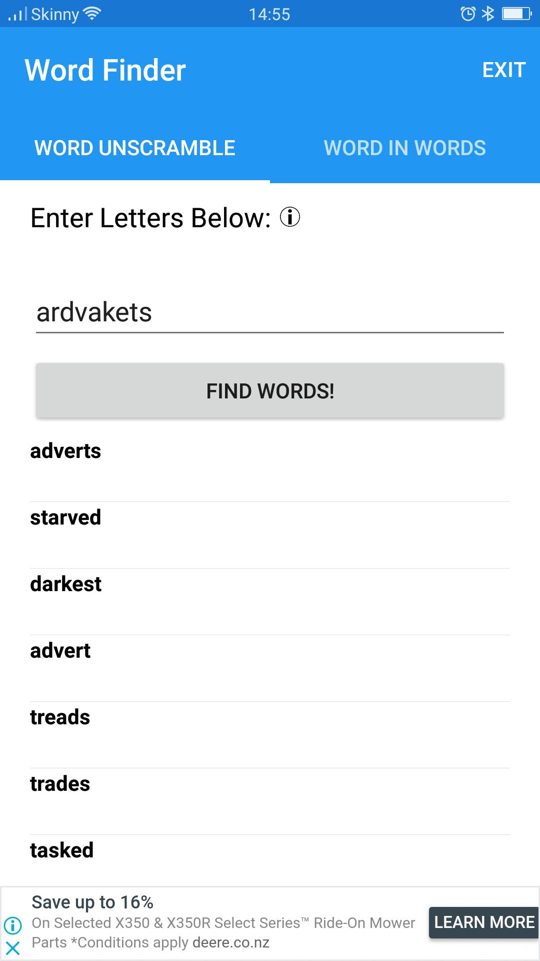 Anagram unscrambler - Word fin